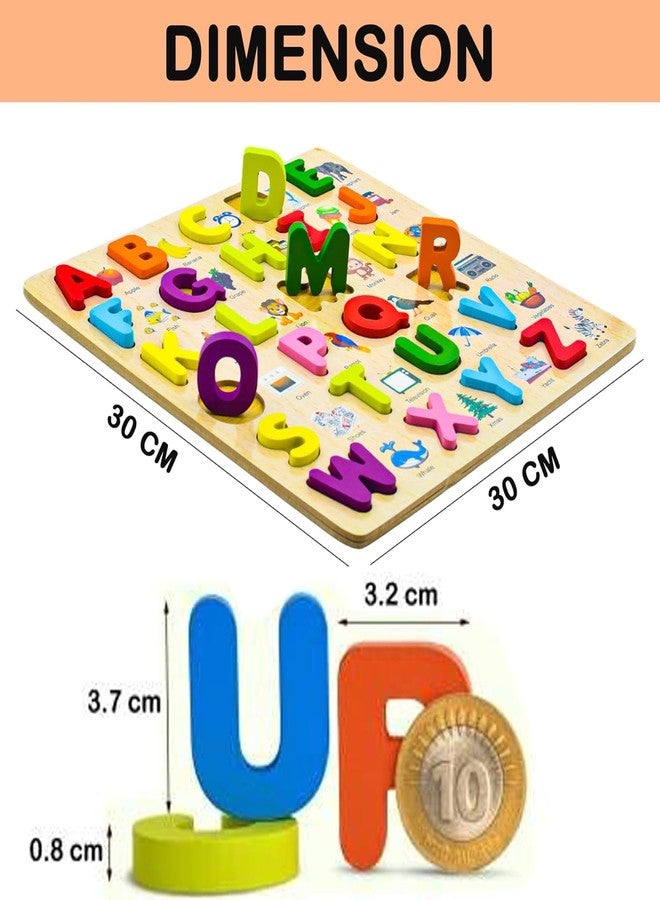 SMARTTHINKER Smart Thinker Toys Wooden English Alphabets Letters Learning Toys for Kids Boys Girls Montessori Educational Alphabet Wooden Games Vowels Puzzles Board Blocks Toy for Kids for 2 3 4 Years (ABC) - Image 4